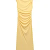 Sexy Yellow Asymmetric Long Dress Women Pleated Slim Sleeveless Zipper Maxi Dresses Female 2025 Summer Party Club Dresses New - Image 4