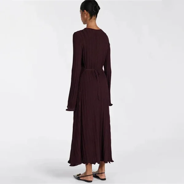 Knitwear Fashion Loose Maxi Dress Women Lace-Up High Waist Ribbed Long Sleeve Party Dress Female Knit Bandage Long Dress 2024 - Image 3