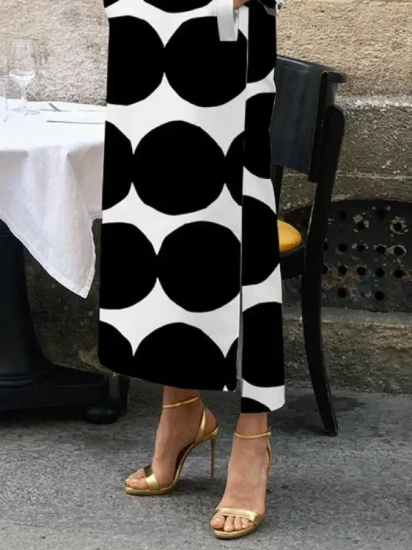 Women's Black Polka-Dot Dress vestidos Stand Collar Casual Dress Fall Autumn Summer Long Sleeves Long Dresses - Image 4
